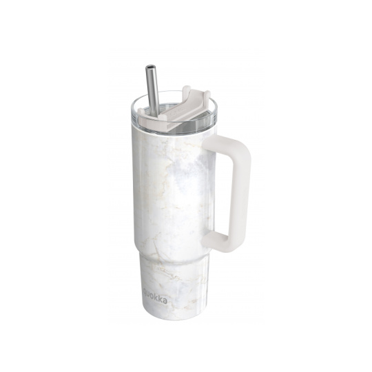 Nerezový termohrnek s brčkem Vibe Marble 880 ml