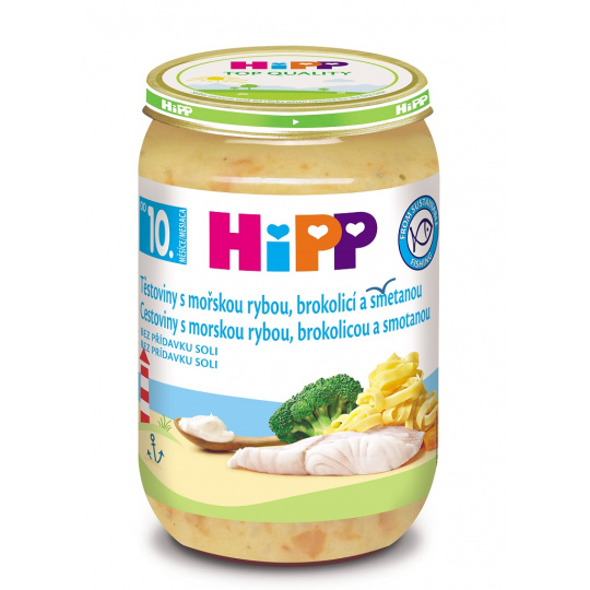 HiPP Těstoviny s mořkou rybou, brokolicí a smetanou 220 g, od 10. měsíce