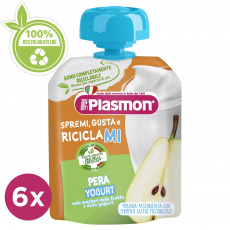 6x PLASMON Kapsička bezlepková ovocno-jogurtová hruška 85 g, 6m+ 6x PLASMON Kapsička bezlepková ovocno-jogurtová hruška 85 g, 6m+