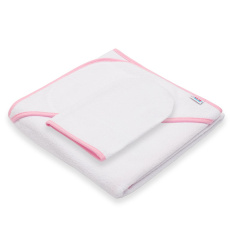 Dětská froté osuška s kapucí New Baby BASIC 80x80 bílo-růžová Dětská froté osuška s kapucí New Baby BASIC 80x80 bílo-růžová
