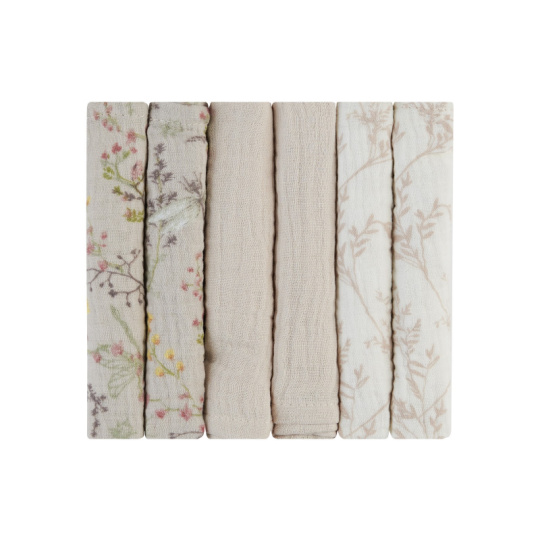 Pleny mušelínové 30x30 cm 6ks Secret Garden Beige