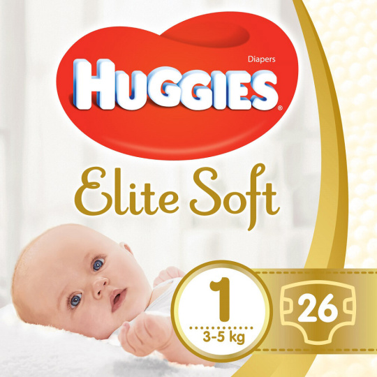 HUGGIES® Elite Soft Pleny jednorázové 1 (2-5 kg) 26 ks