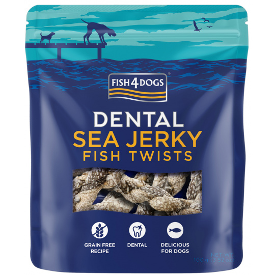 FISH4DOGS Pamlsky pro psy DENTAL SEA mořská ryba - závitky 100 g