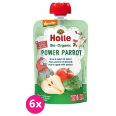 6x HOLLE Power Parrot Bio pyré hruška jablko špenát 100 g (6+)
