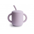 Mushie - silikonový pohárek se slámkou - Soft Lilac