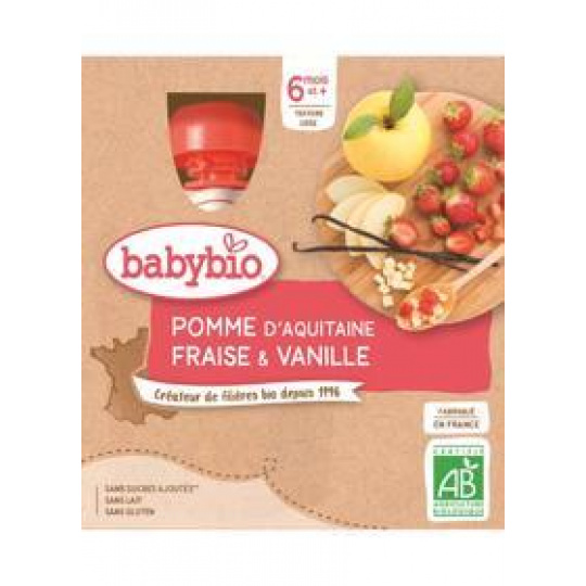 4x BABYBIO Kapsička jablko jahoda vanilka 90 g