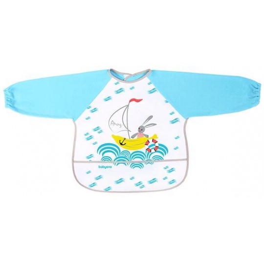 BABYONO Bryndák s dlouhým rukávem modrý 24m+, 35x40 cm BABYONO Bryndák s dlouhým rukávem modrý 24m+, 35x40 cm