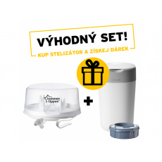 Parní sterilizátor do mikrovlnné trouby C2N + Koš na pleny Sangenic Twist & Click Parní sterilizátor do mikrovlnné trouby C2N + Koš na pleny Sangenic Twist & Click
