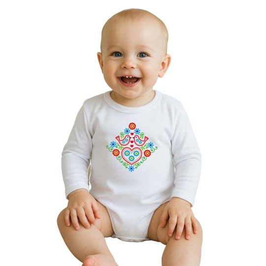 Dětské body s potiskem New Baby Lidový vzor ptáčci Dětské body s potiskem New Baby Lidový vzor ptáčci