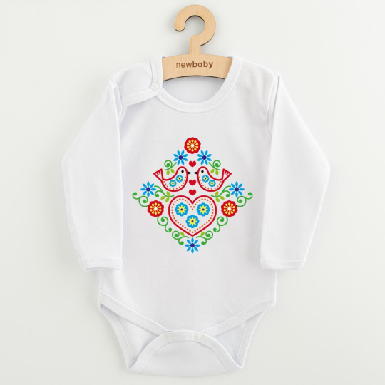 Dětské body s potiskem New Baby Lidový vzor ptáčci