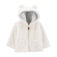 CARTER'S Kabátek na zip s kapucí White Ears neutrál 3m CARTER'S Kabátek na zip s kapucí White Ears neutrál 3m