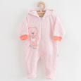 Kojenecký semiškový overal s kapucí New Baby Sweetheart růžový