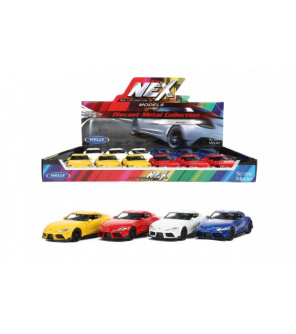 Auto Welly Toyota Supra kov/plast 12cm 4 barvy na zpětné natažení 12ks v boxu Auto Welly Toyota Supra kov/plast 12cm 4 barvy na zpětné natažení 12ks v boxu