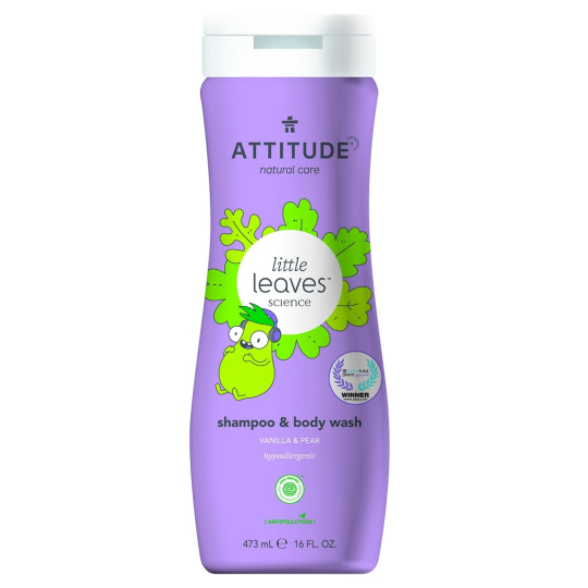 ATTITUDE Dětské tělové mýdlo a šampon (2v1) Little leaves s vůní vanilky a hrušky 473 ml