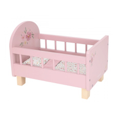 Postýlka pro panenky dřevěná s peřinkou Pink