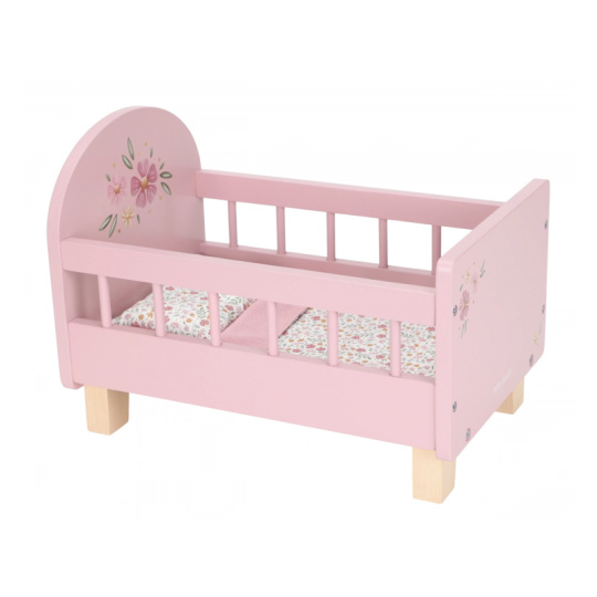 Postýlka pro panenky dřevěná s peřinkou Pink
