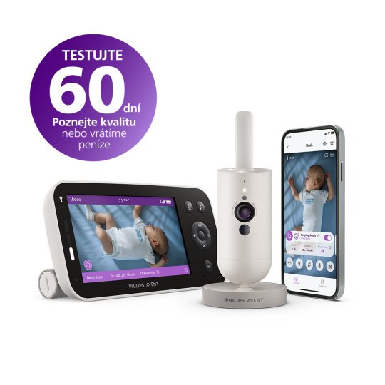 Philips AVENT Chůvička dětská chytrá Premium s překladem pláče, sledováním spánku a dýchání SCD971