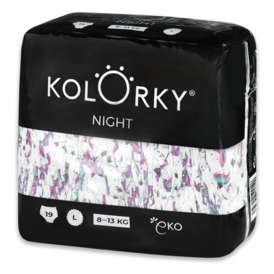 KOLORKY NIGHT Pleny jednorázové eko noční L (8-13 kg) 19 ks