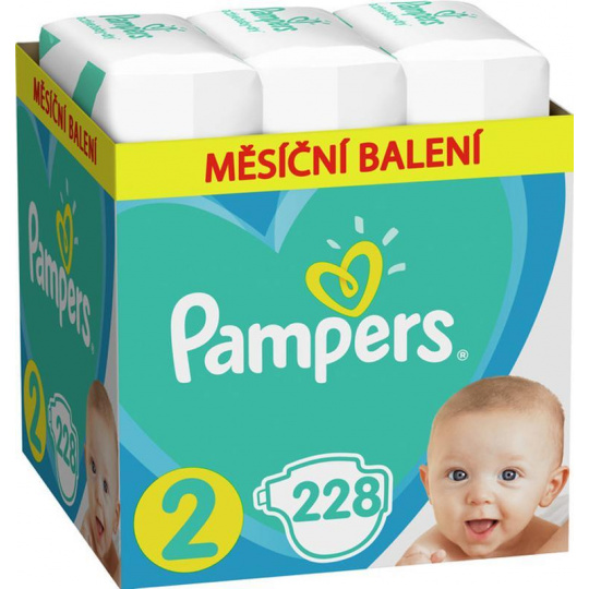PAMPERS Active Baby Pleny jednorázové 2 (4-8 kg) 228 ks - MĚSÍČNÍ ZÁSOBA
