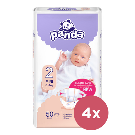 4x BELLA PANDA Mini 50 ks (3-6 kg) - jednorázové pleny