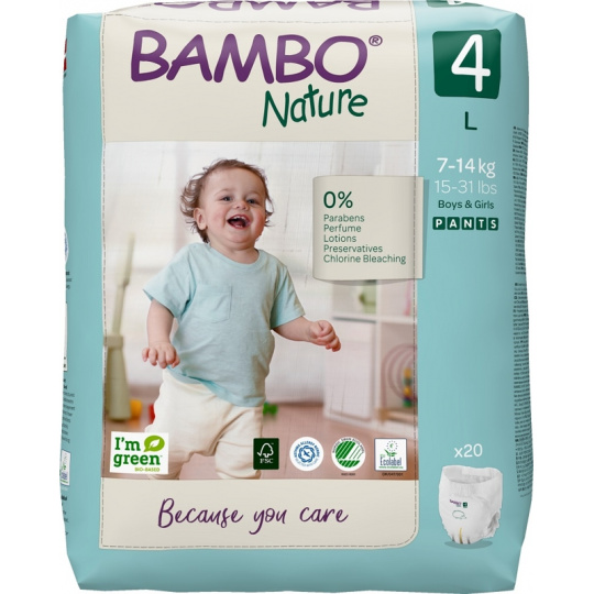 BAMBO Nature Pants Kalhotky plenkové jednorázové 4 L (7-14 kg) 20 ks