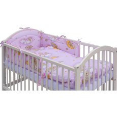 Dětská designová postýlka se stahovací bočnicí - bílá - 120x60 cm s kompletní výbavou Mráček Barva soupravy: Mráček růžový