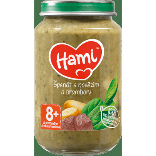 HAMI Špenát, brambory a hovězí (200 g) - maso-zeleninový příkrm