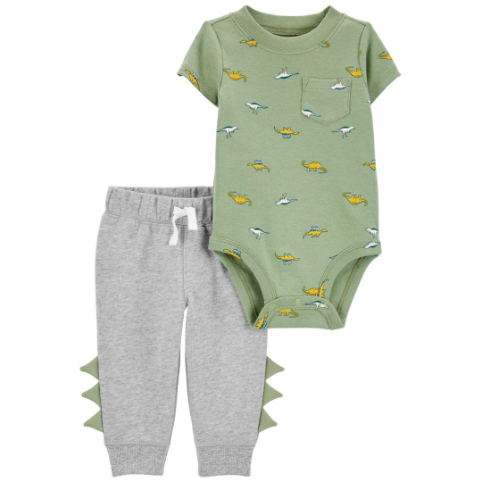 CARTER'S Set 2dílný body kr. rukáv, tepláky Green Dino kluk 24m