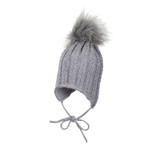STERNTALER Čepice pletená s bambulí zavazovací silver mel. -41cm-4-5m STERNTALER Čepice pletená s bambulí zavazovací silver mel. -41cm-4-5m