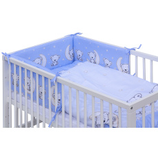 Dětská postýlka s vyndavacími příčkami - bílá - 120x60 cm s kompletní výbavou Toro Barva soupravy: Toro modrá Dětská postýlka s vyndavacími příčkami - bílá - 120x60 cm s kompletní výbavou Toro Barva soupravy: Toro modrá