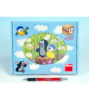 Kostky kubus Krtek a ptáček dřevo 12ks v krabičce 22x17x4cm Kostky kubus Krtek a ptáček dřevo 12ks v krabičce 22x17x4cm