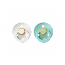 BIBS Colour dudlíky z přírodního kaučuku 2 ks vel. 2 White/Mint BIBS Colour dudlíky z přírodního kaučuku 2 ks vel. 2 White/Mint