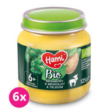 6x HAMI BIO Masozeleninový příkrm Brambory s brokolicí a telecím 125 g, 6+