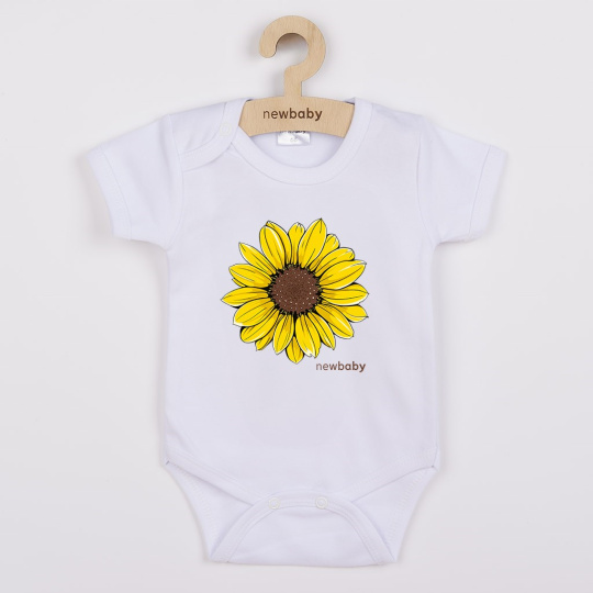 Dětské body s potiskem New Baby Slunečnice  - krátký rukáv