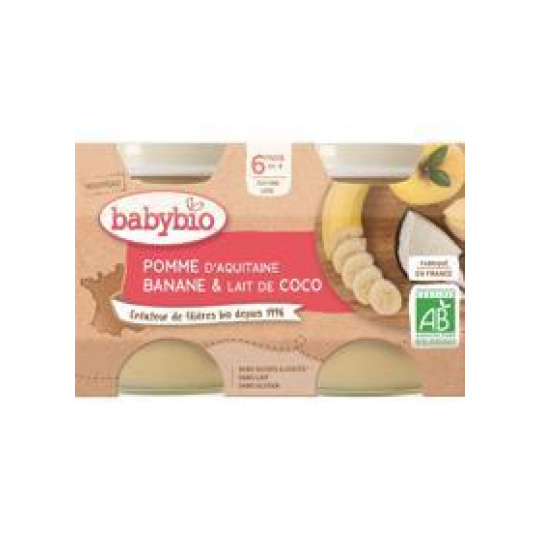 BABYBIO Jablko banán s kokosovým mlékem 2x 130 g