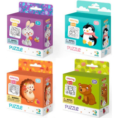 DODO Puzzle s omalovánkou 16 dílků MIX 4 kusů (Ježek, Zajíček, Medvídek, Tučňák) DODO Puzzle s omalovánkou 16 dílků MIX 4 kusů (Ježek, Zajíček, Medvídek, Tučňák)