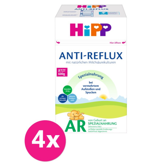 4x HiPP Anti-Reflux Speciální kojenecká výživa od narození 600 g