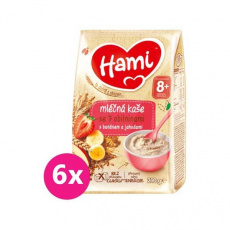 6x HAMI Kaše mléčná se 7 obilninami s banánem a jahodami 210 g, 8+ 6x HAMI Kaše mléčná se 7 obilninami s banánem a jahodami 210 g, 8+