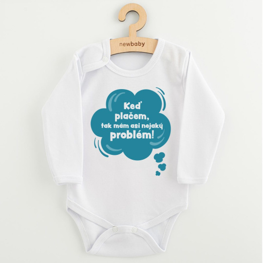 Dětské body s potiskem New Baby Keď plačem, tak mám asi nejaký problém! modrá