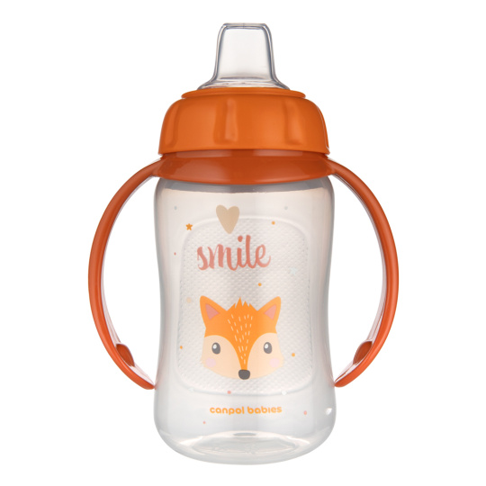 CANPOL BABIES Hrneček tréningový s úchyty Cute Animals oranžová liška, 320ml