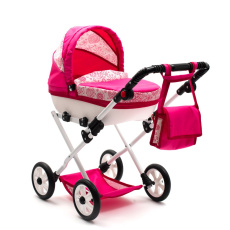 Dětský kočárek pro panenky New Baby COMFORT růžový srdíčka Dětský kočárek pro panenky New Baby COMFORT růžový srdíčka