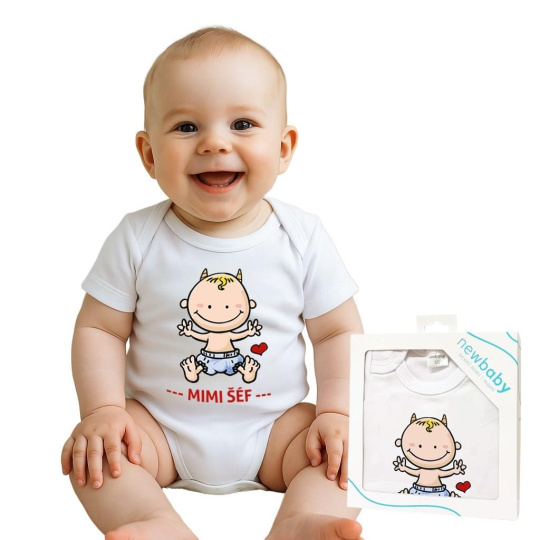 Body s potiskem New Baby MIMI ŠÉF - darčekové balenie Body s potiskem New Baby MIMI ŠÉF - darčekové balenie