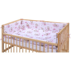 Dětská postýlka se stahovací bočnicí - přírodní ECO - 120x60 cm s kompletní výbavou Fiki Barva soupravy: Fiki růžová