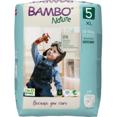 BAMBO Nature Pants Kalhotky plenkové jednorázové 5 XL (12-18 kg) 19 ks BAMBO Nature Pants Kalhotky plenkové jednorázové 5 XL (12-18 kg) 19 ks