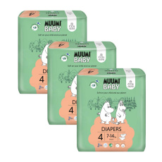 MUUMI Baby 4 Maxi 7-14 kg (138 ks), měsíční balení eko plen MUUMI Baby 4 Maxi 7-14 kg (138 ks), měsíční balení eko plen