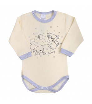 Kojenecké body s dlouhým rukávem New Baby Kamarádi smetanové Kojenecké body s dlouhým rukávem New Baby Kamarádi smetanové