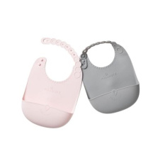 MINIWARE Set silikonových bryndáků Roll & Lock Grey/Cotton Candy MINIWARE Set silikonových bryndáků Roll & Lock Grey/Cotton Candy