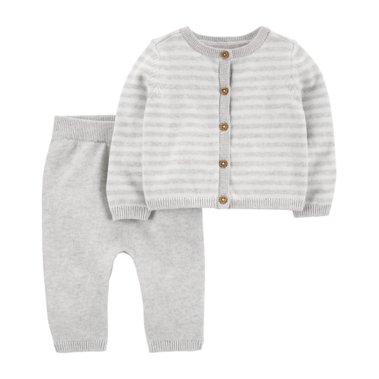 CARTER'S Set 2dílný svetr, kalhoty Grey Stripes neutrál 9m