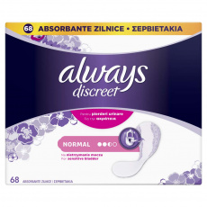 ALWAYS DISCREET Normal Inkontinenční Intimky vhodné také při úniku moči 68 ks ALWAYS DISCREET Normal Inkontinenční Intimky vhodné také při úniku moči 68 ks