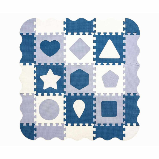 Pěnové puzzle podložka ohrádka Milly Mally Jolly 3x3 Shapes Blue